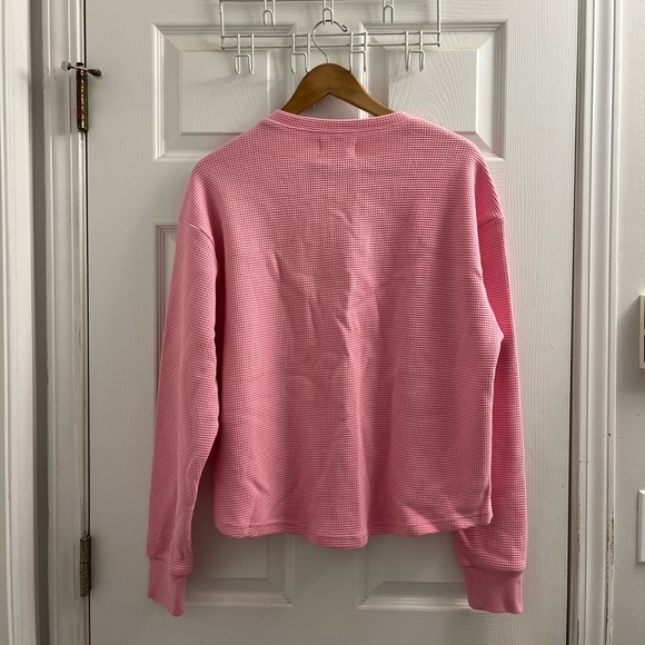 Brunette the Label - Pink Waffle Henley Top - Size XS - Picture 3 of 5